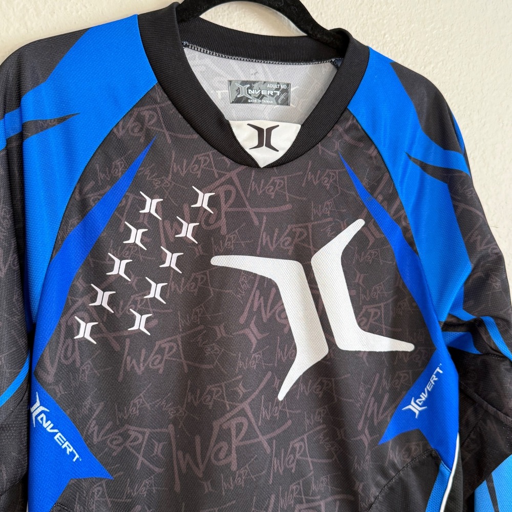 Invert Adult Medium Motocross Jersey Blue Graphic Streetwear Y2K‎ Grunge Edgy